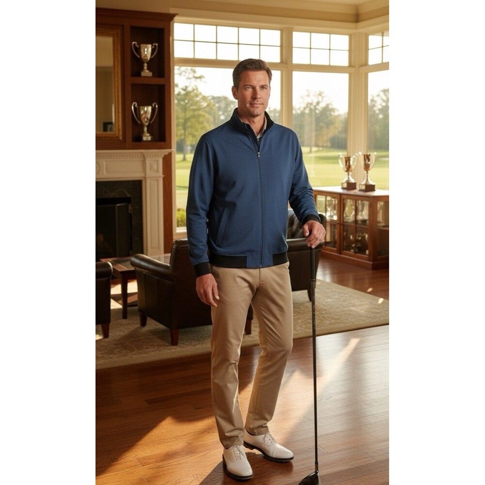 Travis Mathew Men L Performance Navy Blue Lightweight Full Zip Jacket